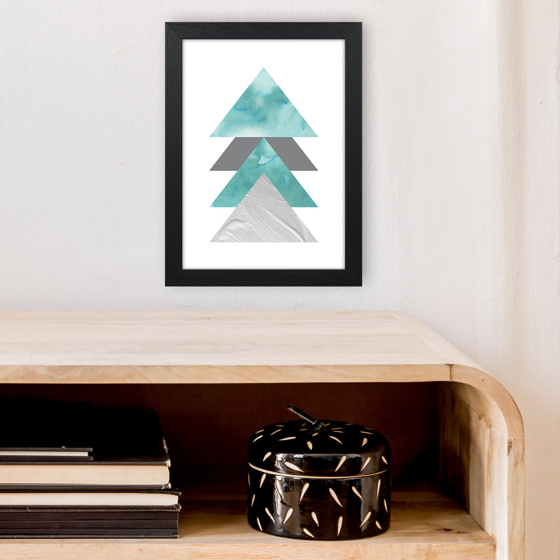 Marble Teal And Silver 2 Art Print by Pixy Paper A4 White Frame