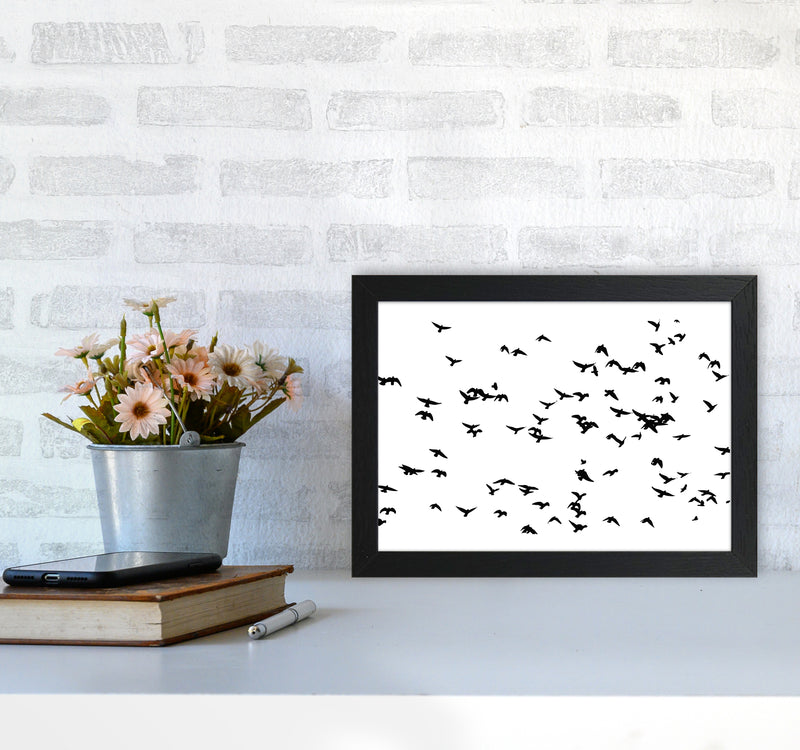 Flock Of Birds Landscape Art Print by Pixy Paper A4 White Frame
