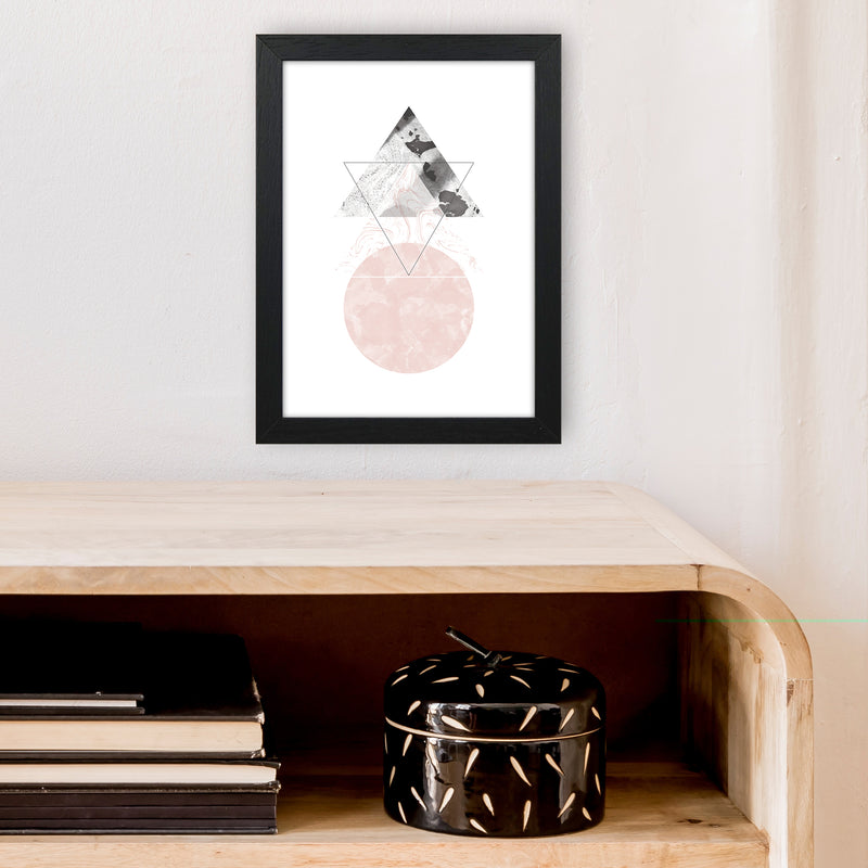 Marble Triangle And Circle Black And Pink Abstract  Art Print by Pixy Paper A4 White Frame