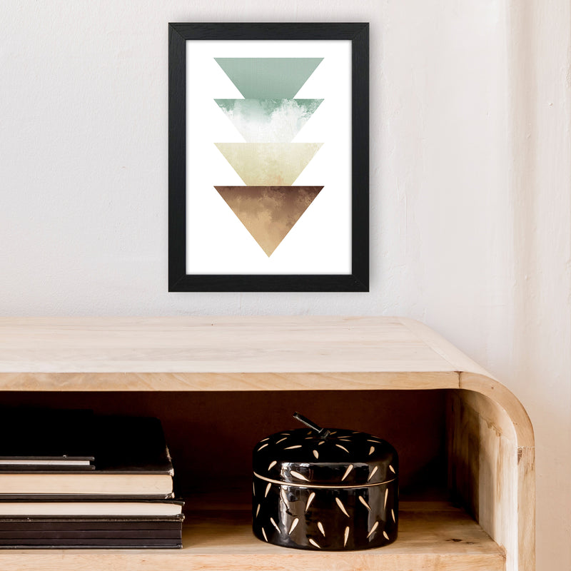 Green And Beige Watercolour Triangles Abstract  Art Print by Pixy Paper A4 White Frame