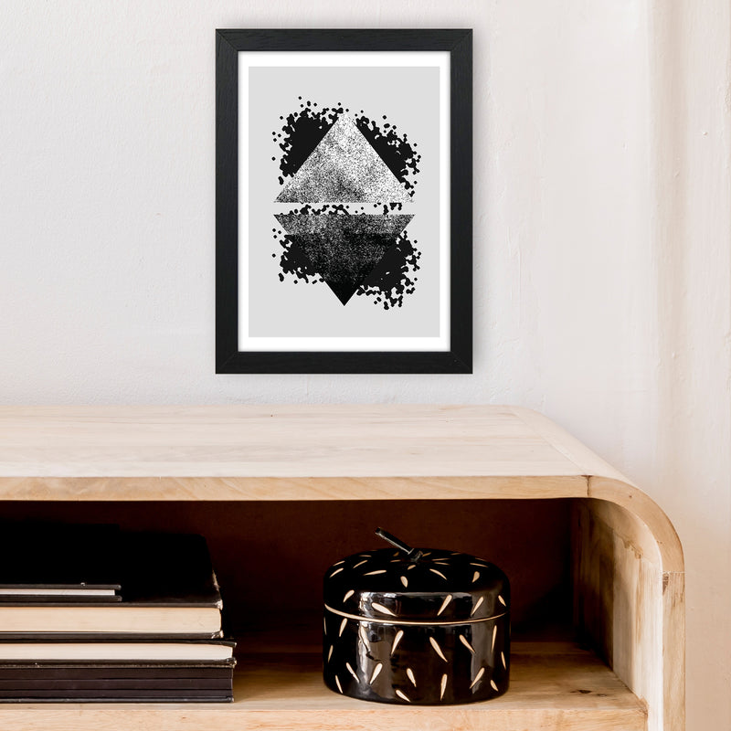Graffiti Black And Grey Reflective Triangles  Art Print by Pixy Paper A4 White Frame