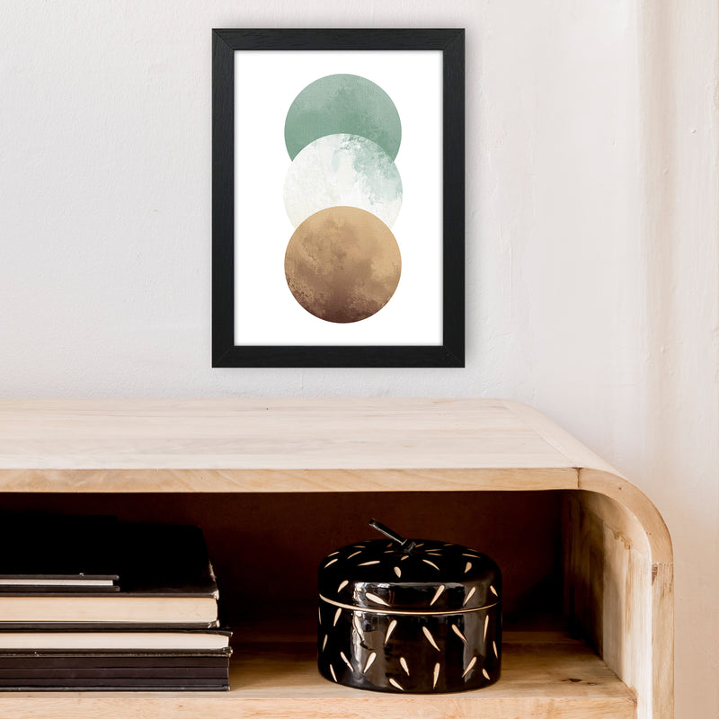 Green And Beige Watercolour Circles Abstract  Art Print by Pixy Paper A4 White Frame