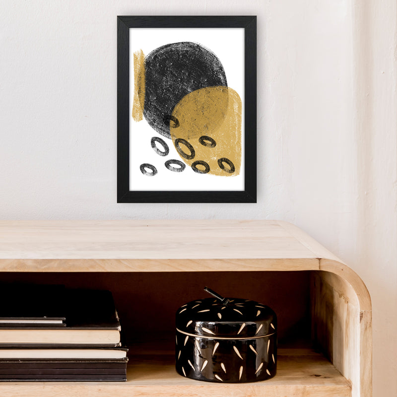 Dalia Chalk Black And Gold Bubbles  Art Print by Pixy Paper A4 White Frame