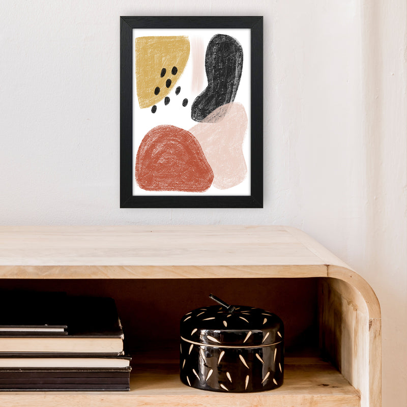 Dalia Chalk Black Polka Shapes  Art Print by Pixy Paper A4 White Frame