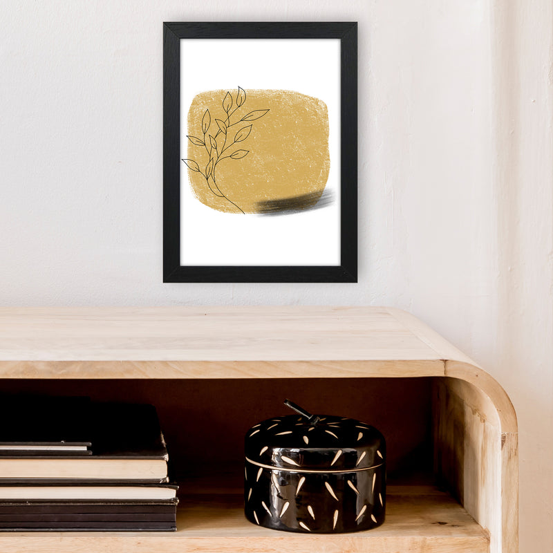 Dalia Chalk Gold Floral Square  Art Print by Pixy Paper A4 White Frame