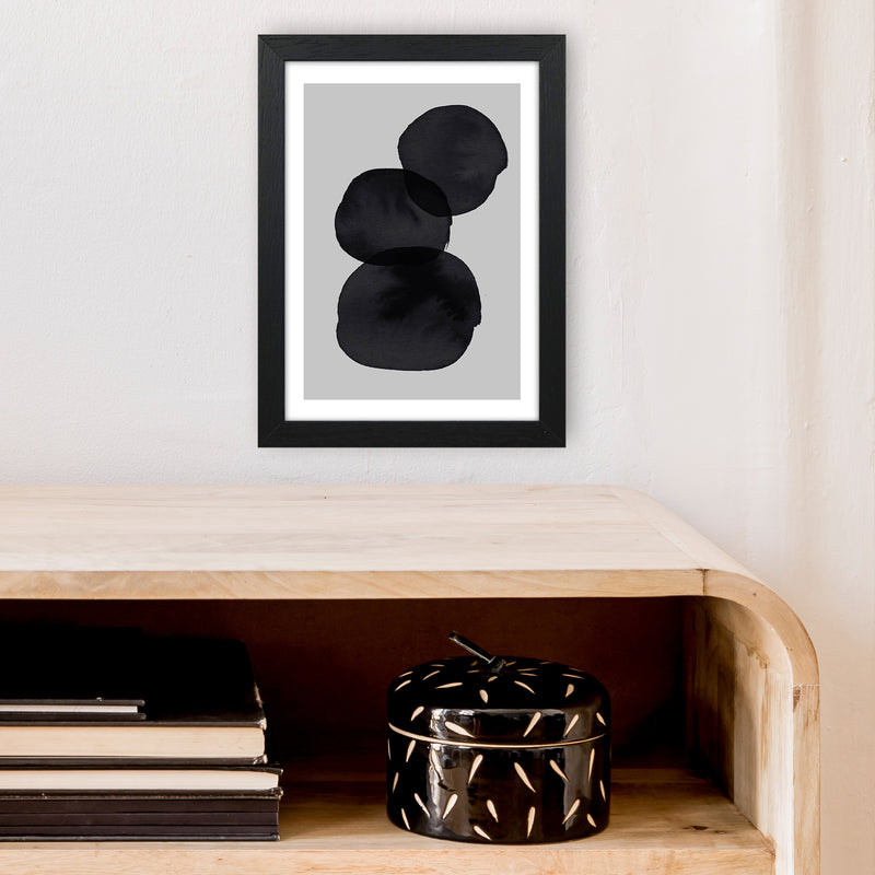 Grey And Black Stacked Circles Art Print by Pixy Paper A4 White Frame