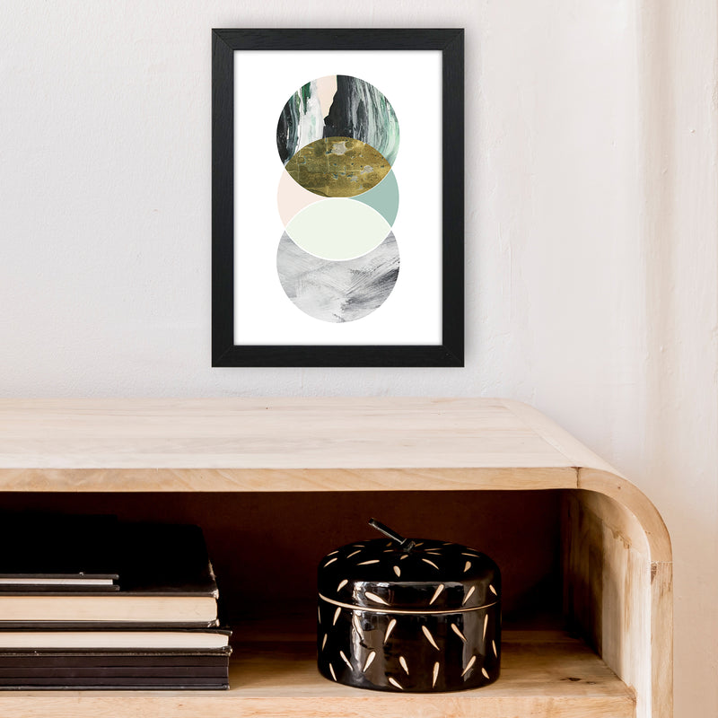 Green Marble Circles Abstract  Art Print by Pixy Paper A4 White Frame