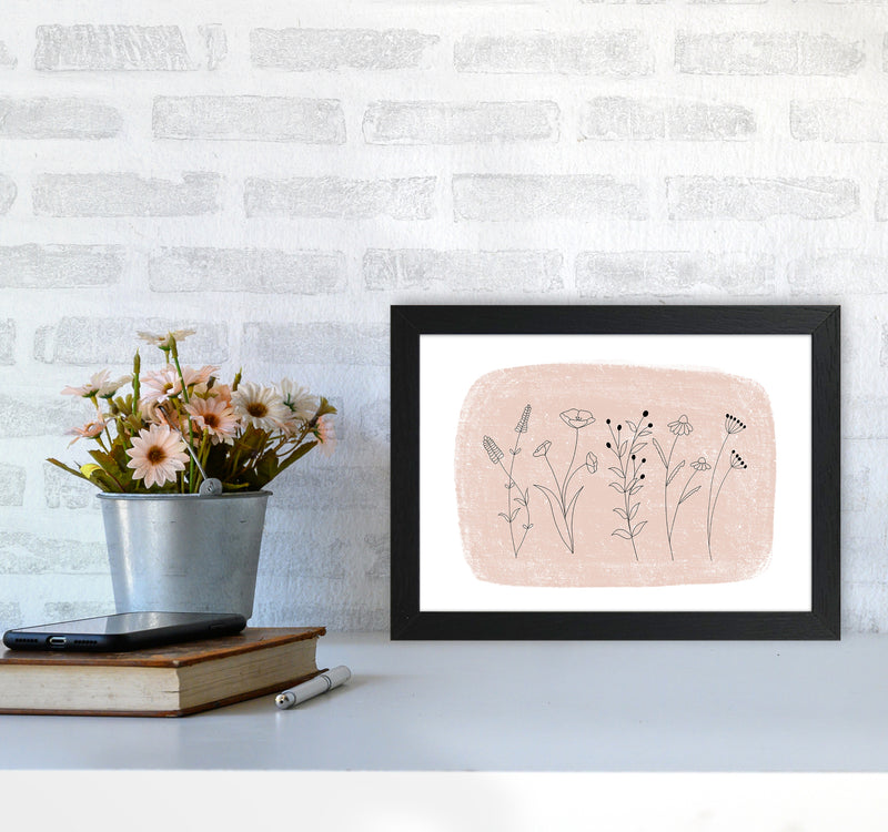 Dalia Chalk Landscape Floral  Art Print by Pixy Paper A4 White Frame