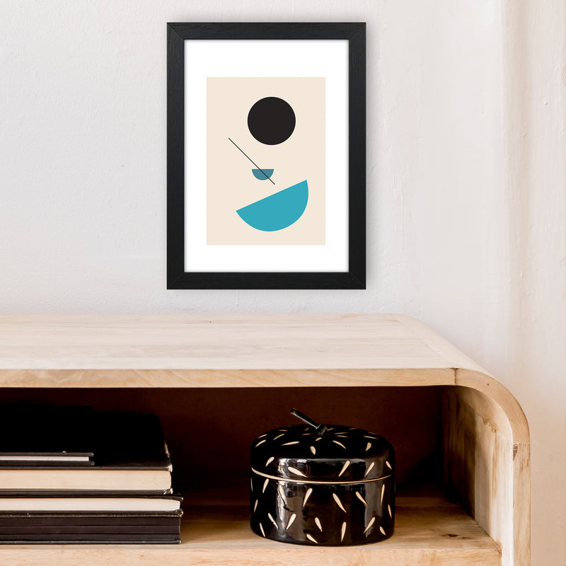 Mita Teal Abstract Shapes N2  Art Print by Pixy Paper A4 White Frame