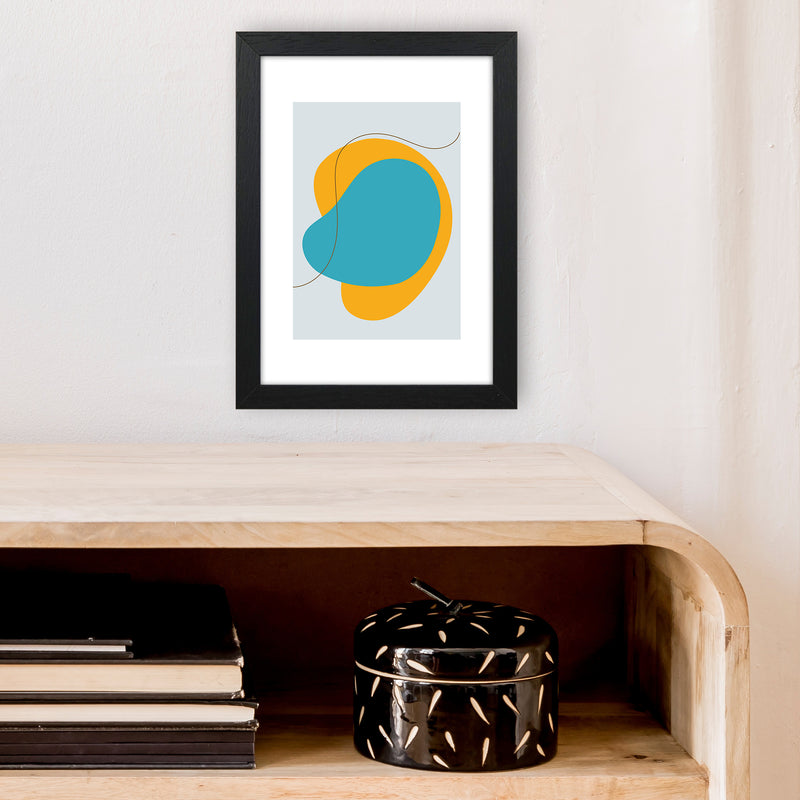 Mita Teal Bold Abstract N22  Art Print by Pixy Paper A4 White Frame