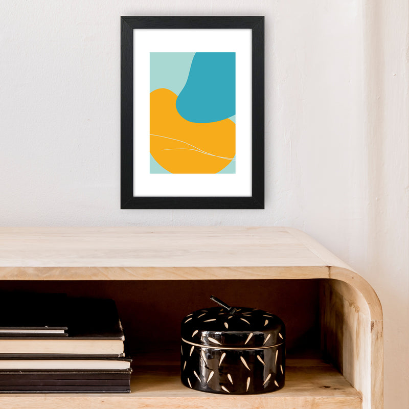 Mita Teal Bold Abstract N20  Art Print by Pixy Paper A4 White Frame