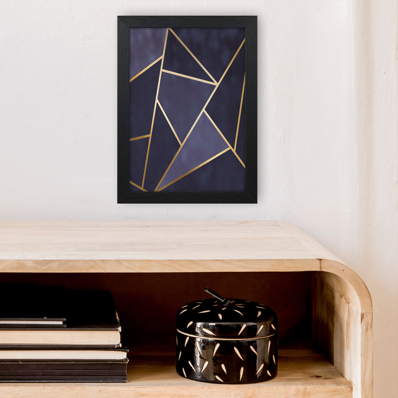 Lux Navy And Gold Geo Print  Art Print by Pixy Paper A4 White Frame