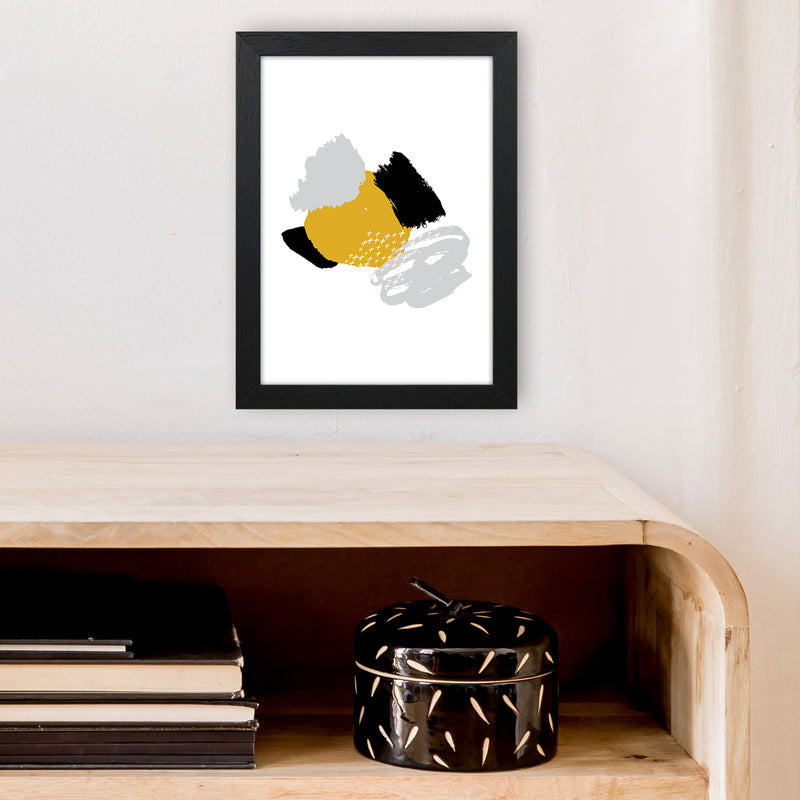 Mismatch Mustard And Black  Art Print by Pixy Paper A4 White Frame