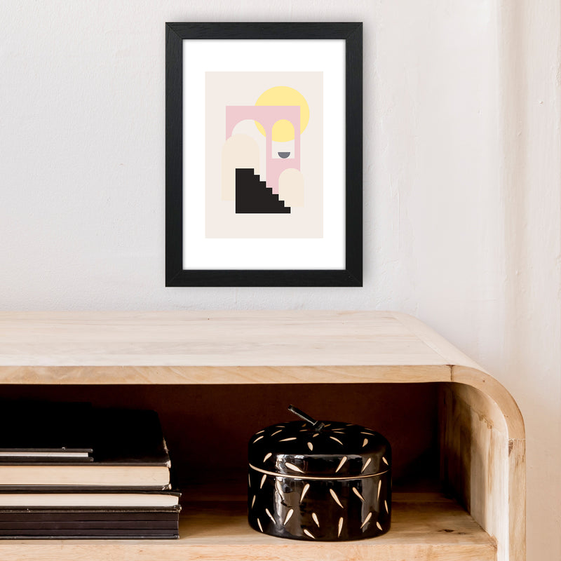 Mila Pink Stairs To Sun N6  Art Print by Pixy Paper A4 White Frame