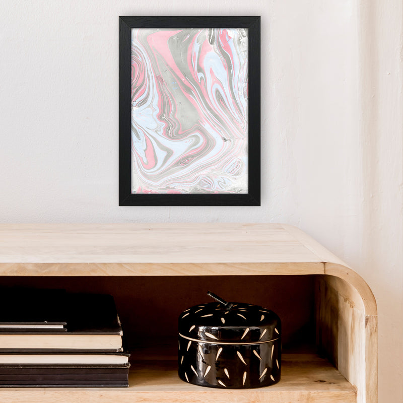 Liquid Mix Stone And Pink  Art Print by Pixy Paper A4 White Frame