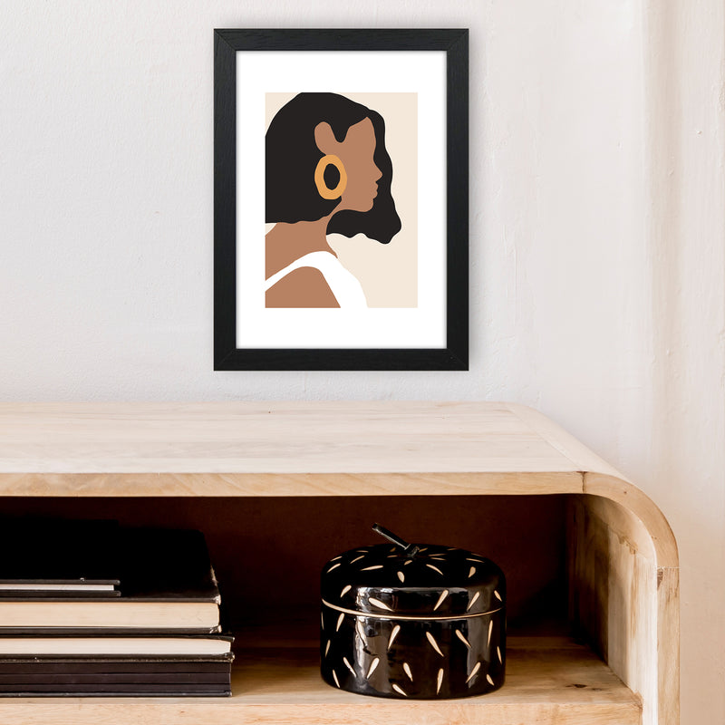 Mica Girl With Earring N6  Art Print by Pixy Paper A4 White Frame