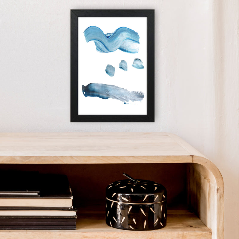 Light Blue Paint Strokes  Art Print by Pixy Paper A4 White Frame