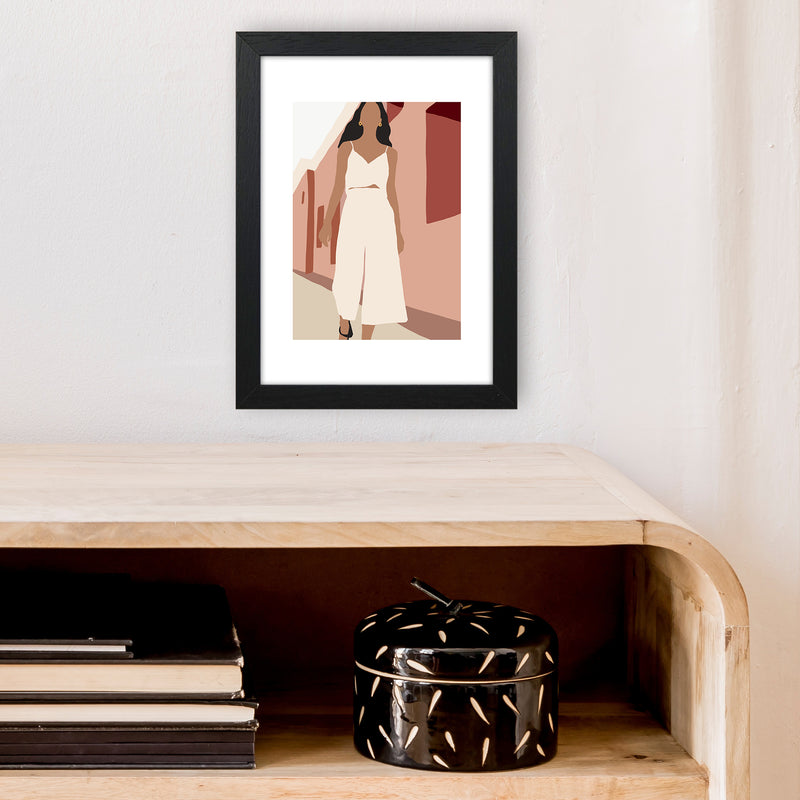 Mica Girl In Street N7  Art Print by Pixy Paper A4 White Frame