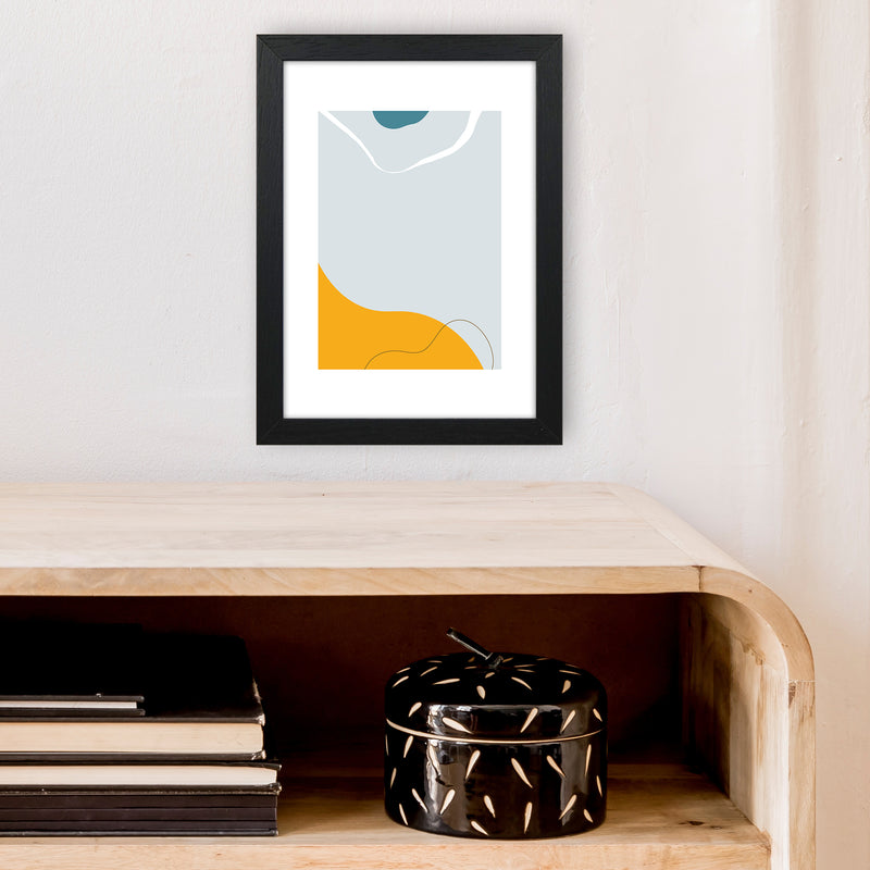 Mita Teal Abstract N21  Art Print by Pixy Paper A4 White Frame