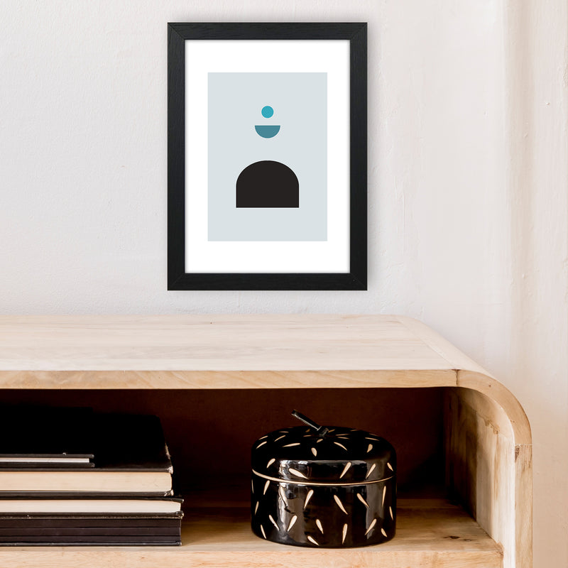 Mita Teal Abstract N12  Art Print by Pixy Paper A4 White Frame
