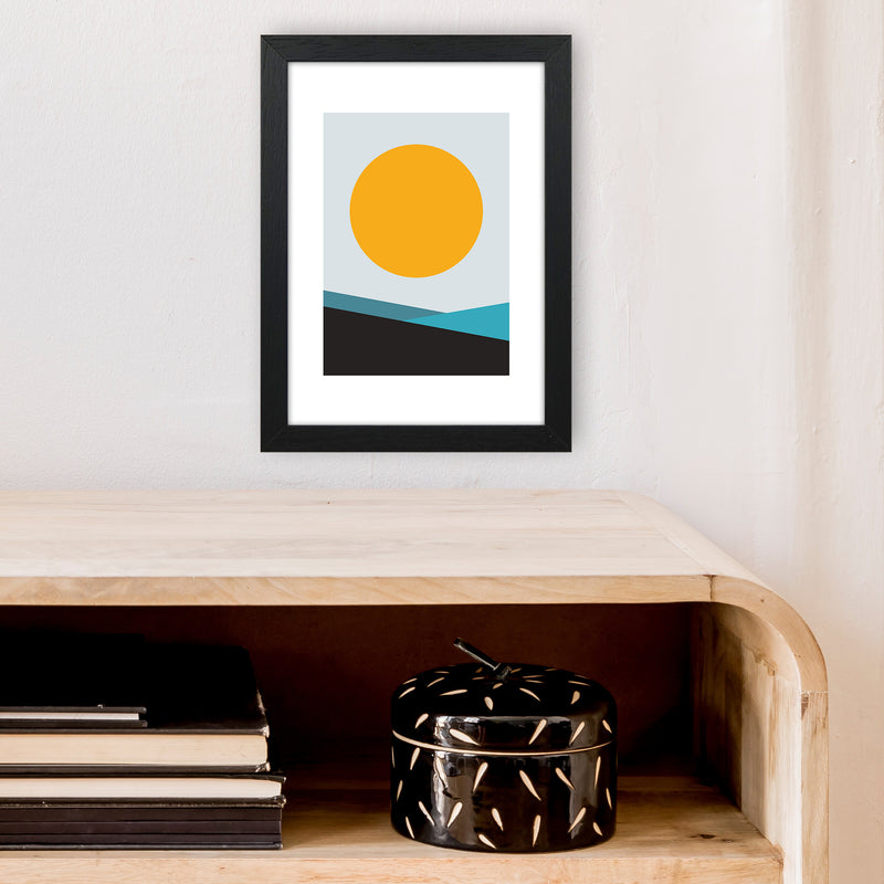 Mita Teal Big Sun N6  Art Print by Pixy Paper A4 White Frame