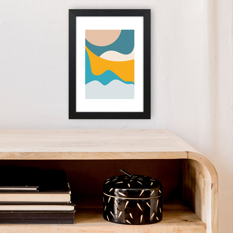 Mita Teal Dunes N14  Art Print by Pixy Paper A4 White Frame