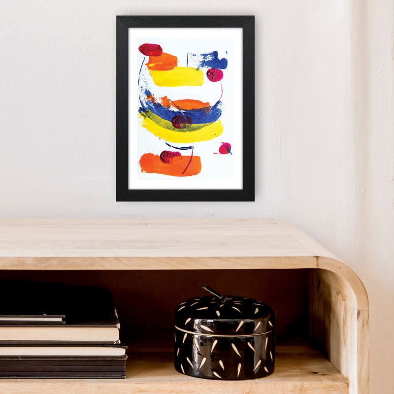 Bright Yellow Blue And Red Paint Strokes  Art Print by Pixy Paper A4 White Frame