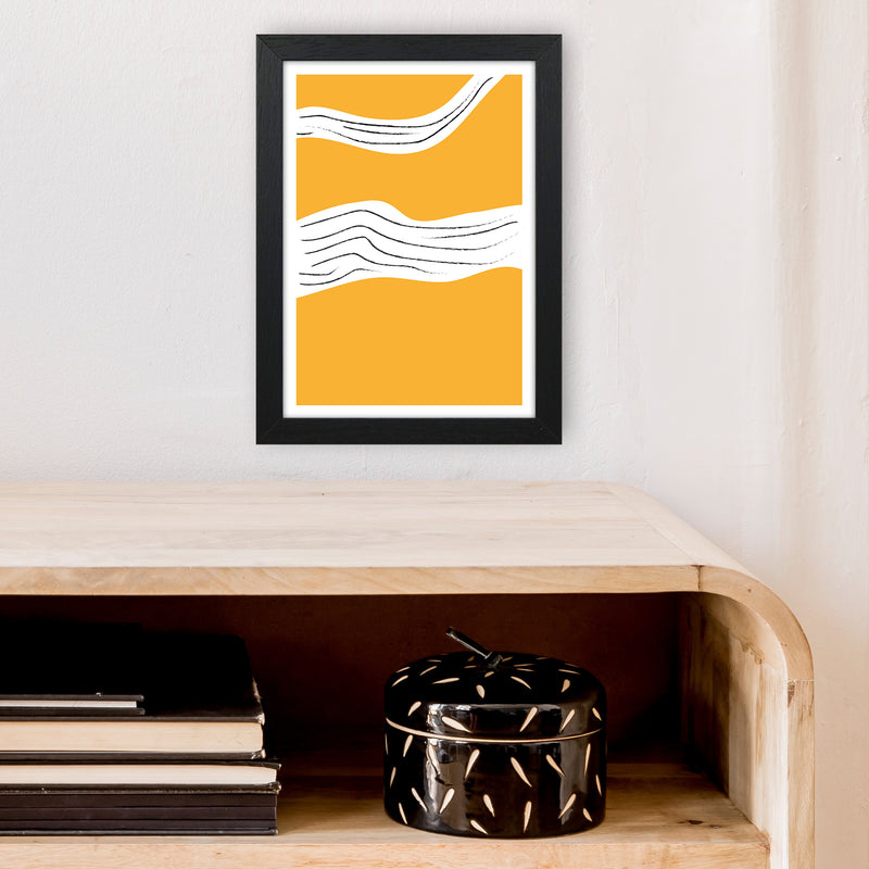 Yellow Lines Neon Funk  Art Print by Pixy Paper A4 White Frame