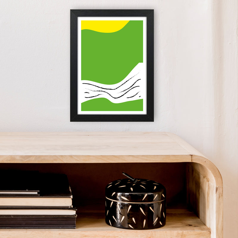 Green Lines Neon Funk  Art Print by Pixy Paper A4 White Frame