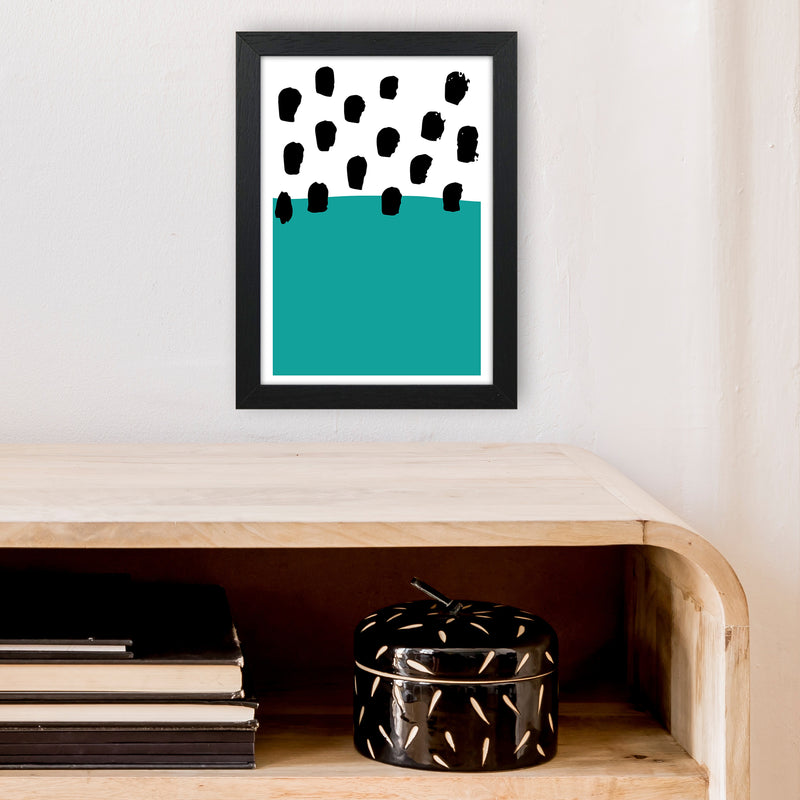 Teal Polka Neon Funk  Art Print by Pixy Paper A4 White Frame