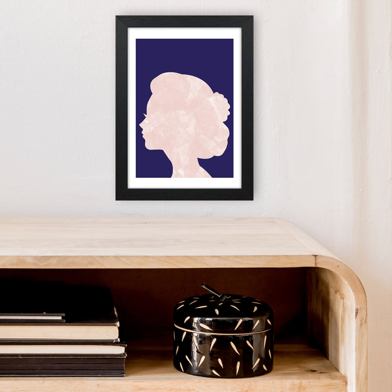 Marble Head Navy  Art Print by Pixy Paper A4 White Frame