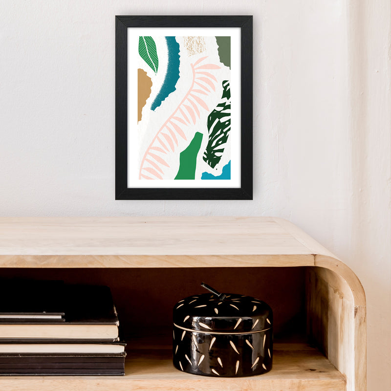 Pink Leaf Jungle Abstract  Art Print by Pixy Paper A4 White Frame
