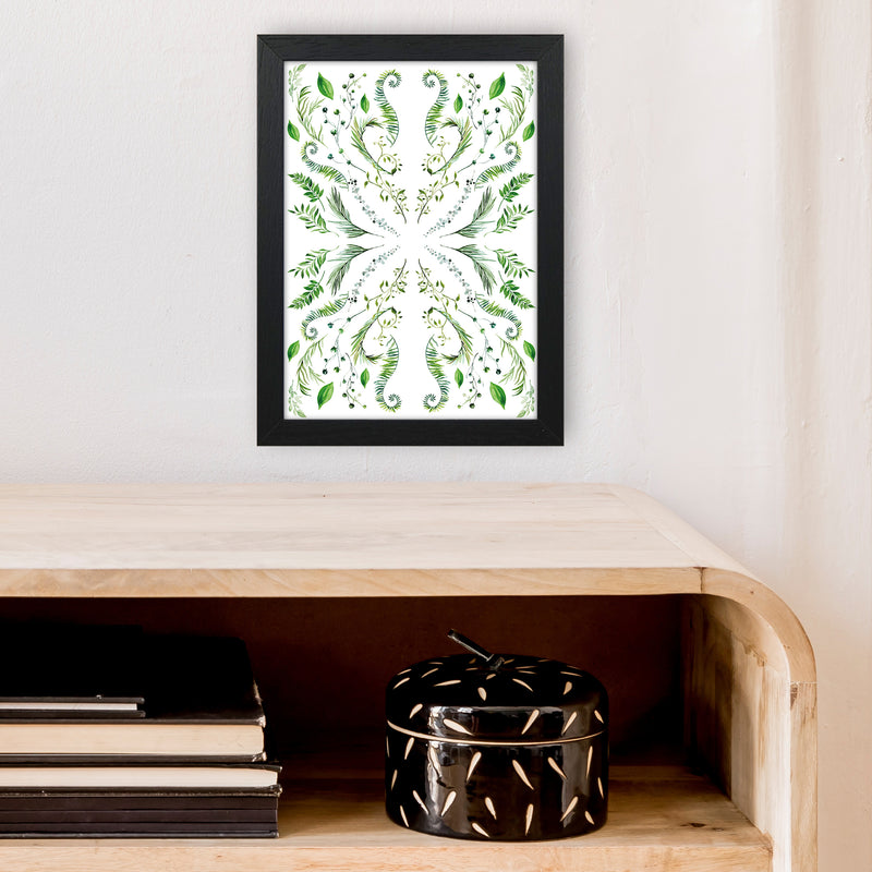 Mirrored Plants Exotic  Art Print by Pixy Paper A4 White Frame