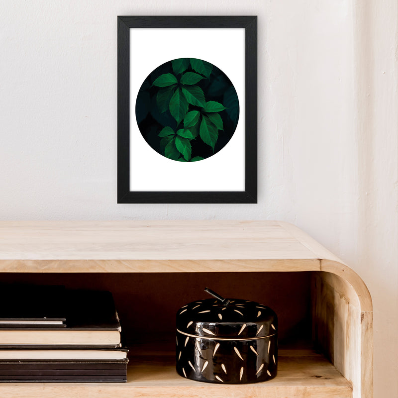 Deep Green Leaf Circle  Art Print by Pixy Paper A4 White Frame