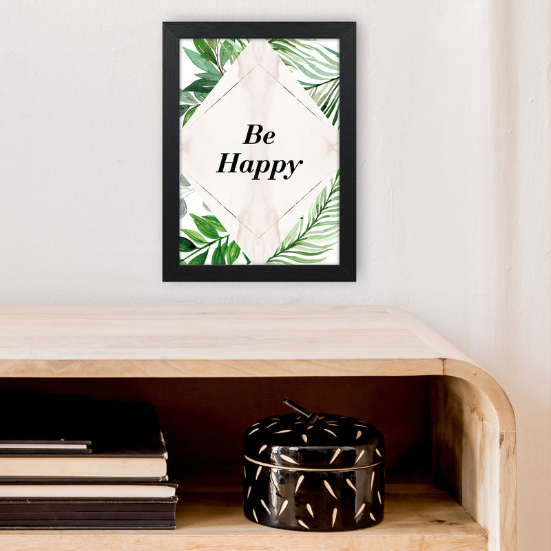 Be Happy Exotic  Art Print by Pixy Paper A4 White Frame