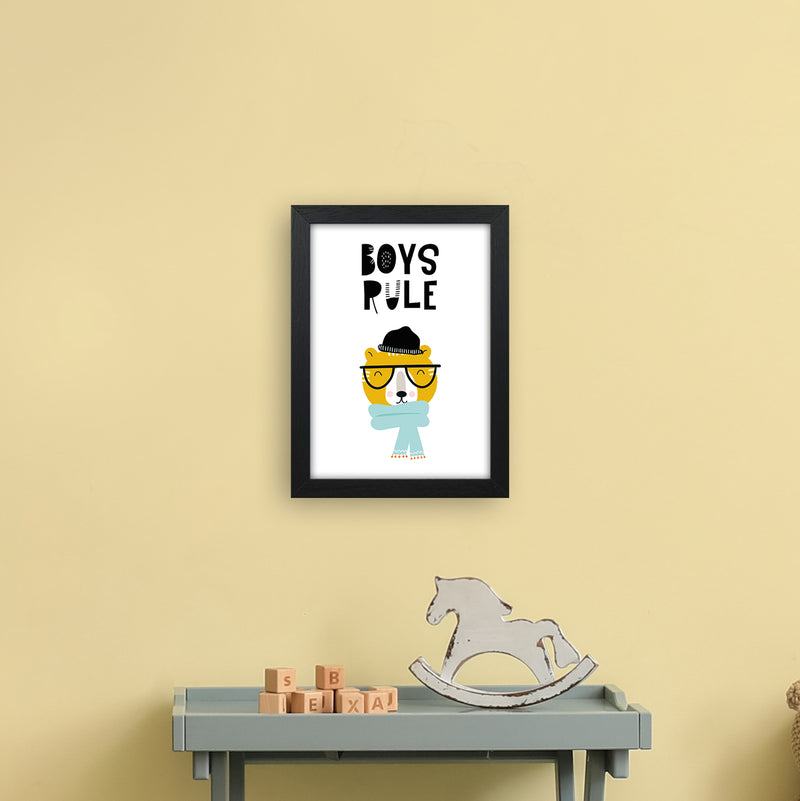 Boys Rule Animal  Art Print by Pixy Paper A4 White Frame