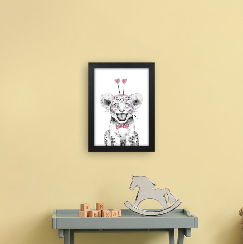 Safari Babies Tiger With Heart Hat  Art Print by Pixy Paper A4 White Frame