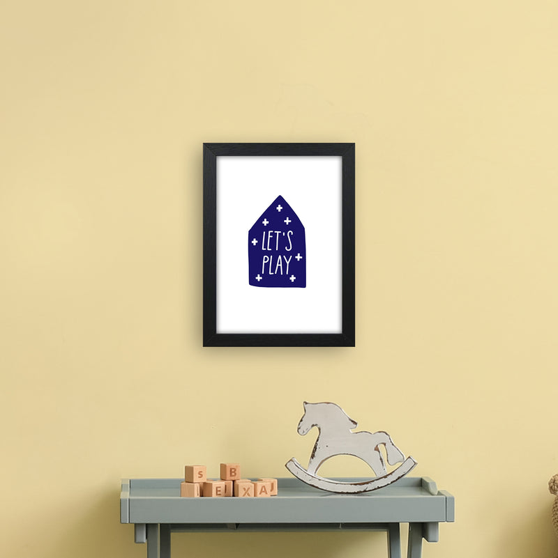 Let'S Play House Navy Super Scandi  Art Print by Pixy Paper A4 White Frame