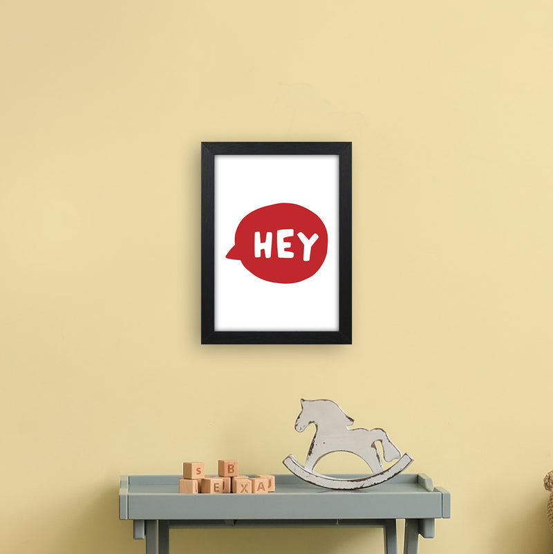 Hey Bubble Red Super Scandi  Art Print by Pixy Paper A4 White Frame
