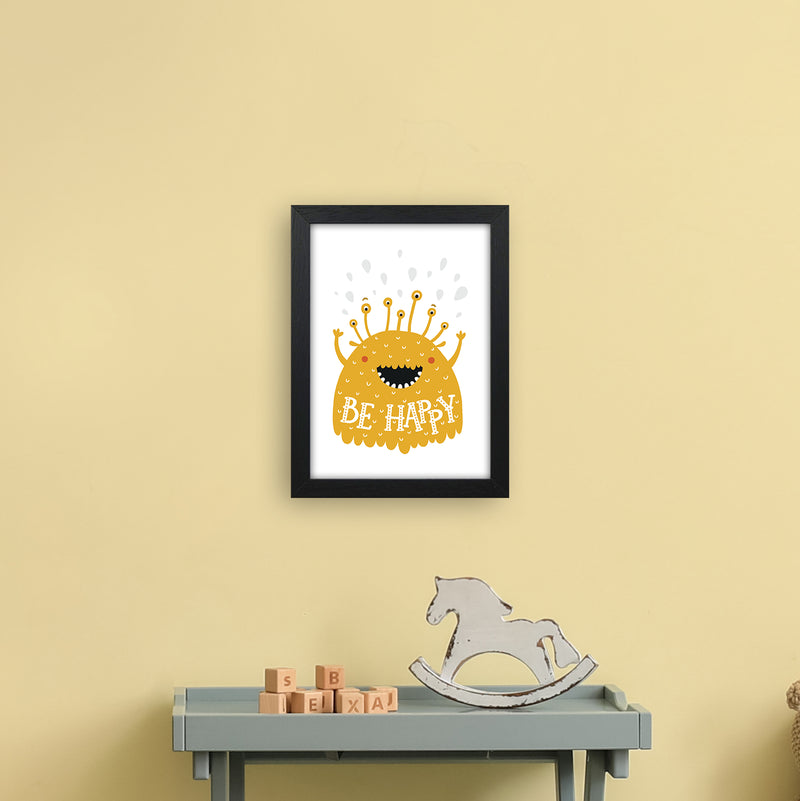 Little Monsters Be Happy  Art Print by Pixy Paper A4 White Frame