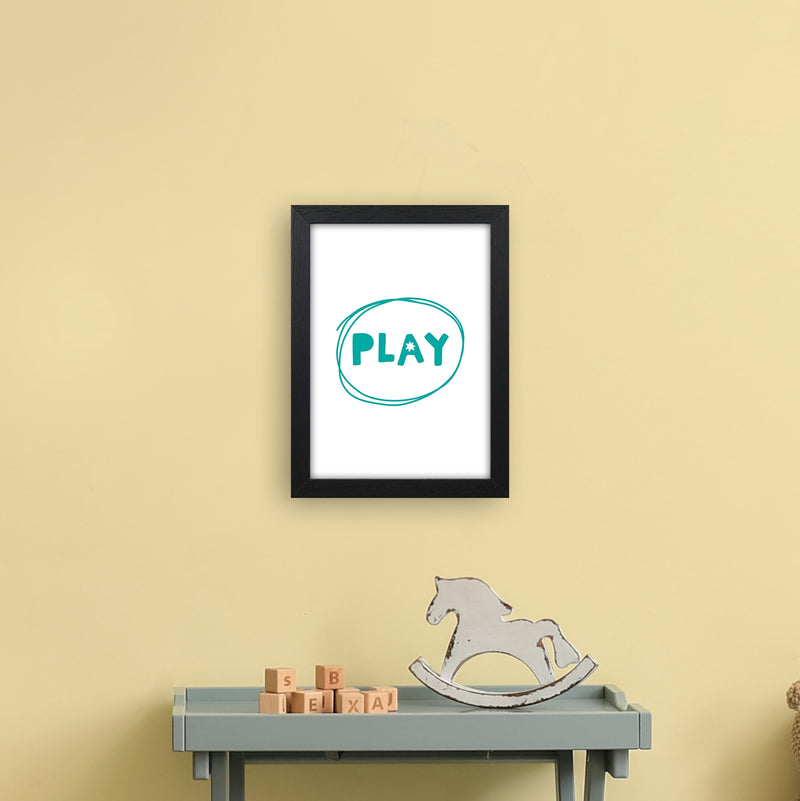 Play Teal Super Scandi  Art Print by Pixy Paper A4 White Frame