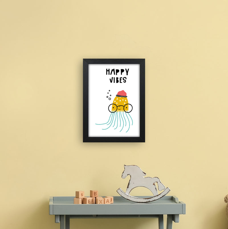Happy Vibes Animal Pop  Art Print by Pixy Paper A4 White Frame