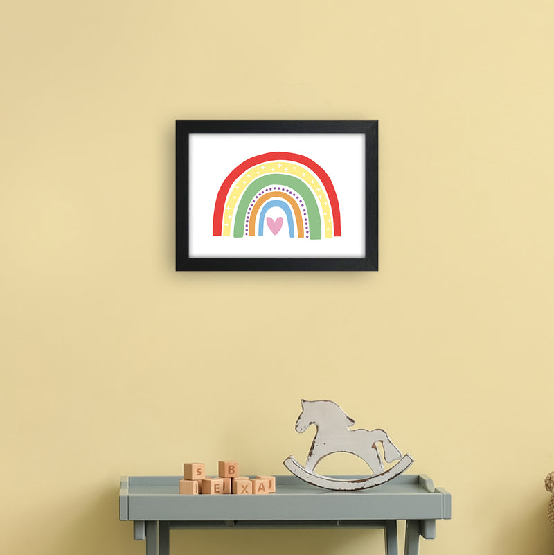 Rainbow With Heart  Art Print by Pixy Paper A4 White Frame