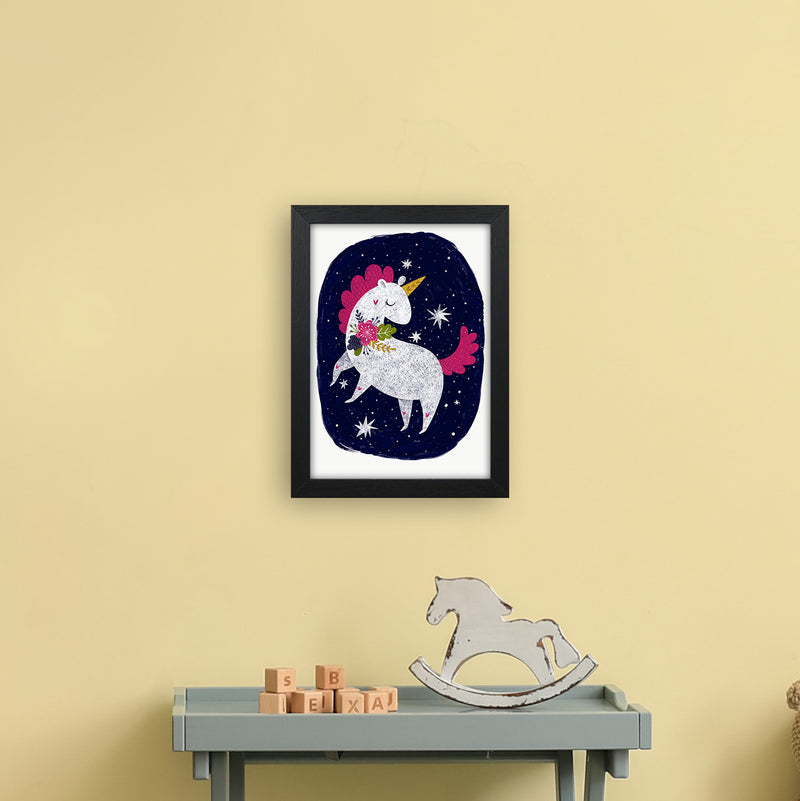 Unicorn Night Sky  Art Print by Pixy Paper A4 White Frame