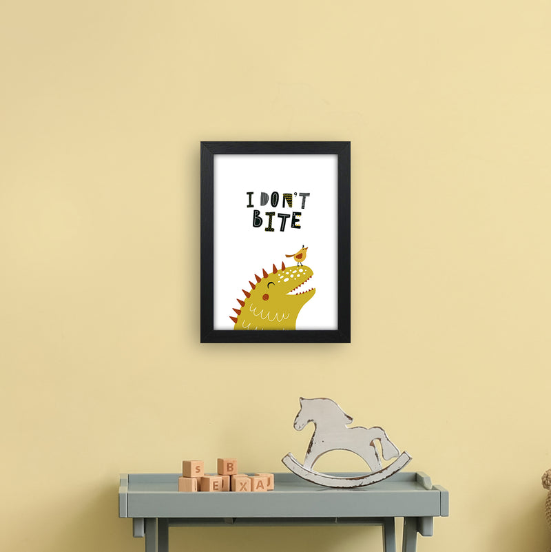 I Don'T Bite Dino  Art Print by Pixy Paper A4 White Frame