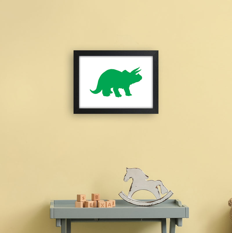 Triceratops Green  Art Print by Pixy Paper A4 White Frame