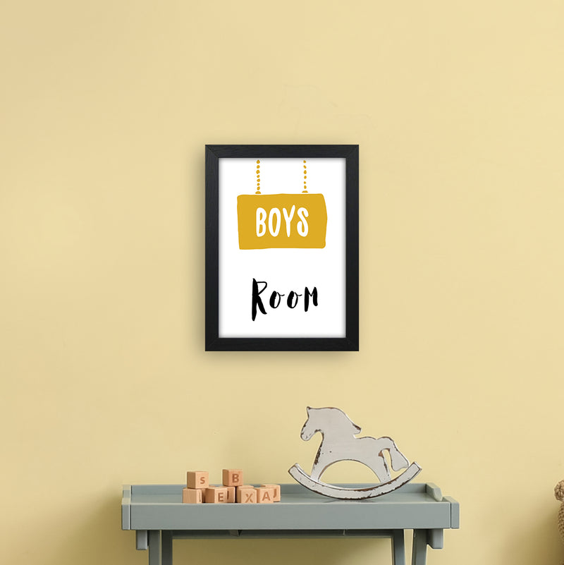 Boys Room Mustard  Art Print by Pixy Paper A4 White Frame