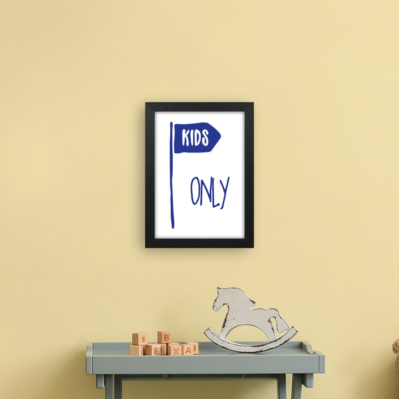 Kids Only Navy  Art Print by Pixy Paper A4 White Frame