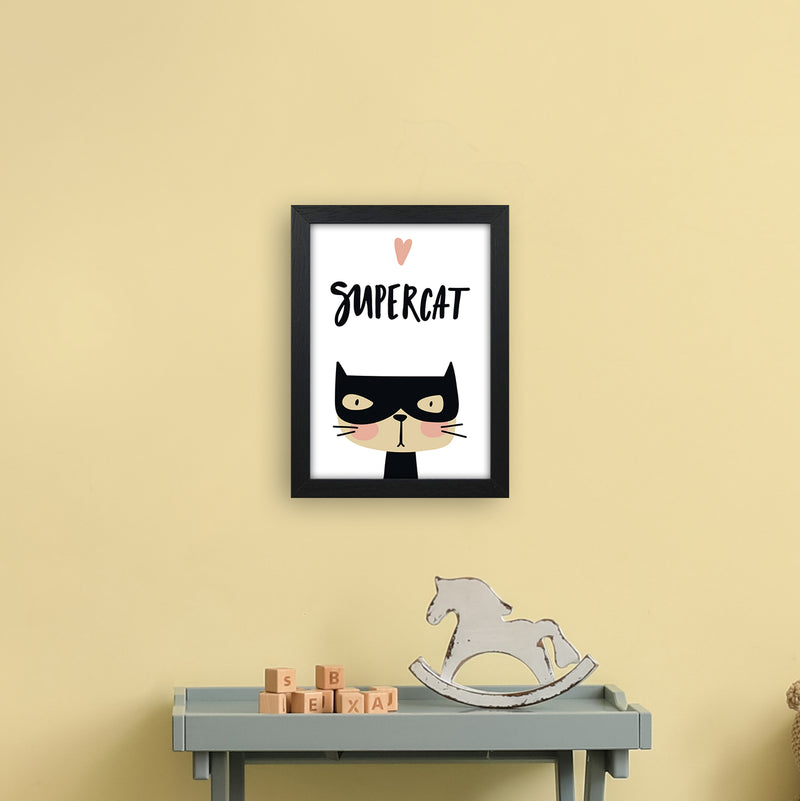Supercat  Art Print by Pixy Paper A4 White Frame