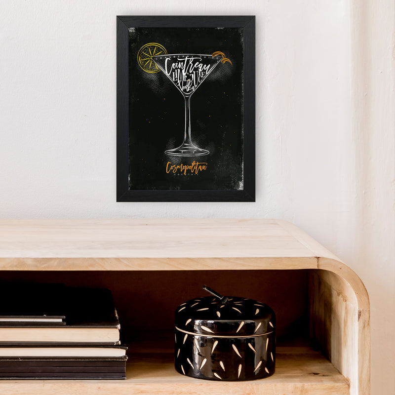 Cosmopolitan Cocktail Black  Art Print by Pixy Paper A4 White Frame